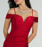 Danielle Cold-Shoulder Ruched Knit Formal Dress