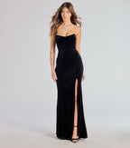 Margo Velvet Strapless High Slit Mermaid Dress