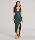 Olivia V-Neck Strappy Column Glitter Formal Dress
